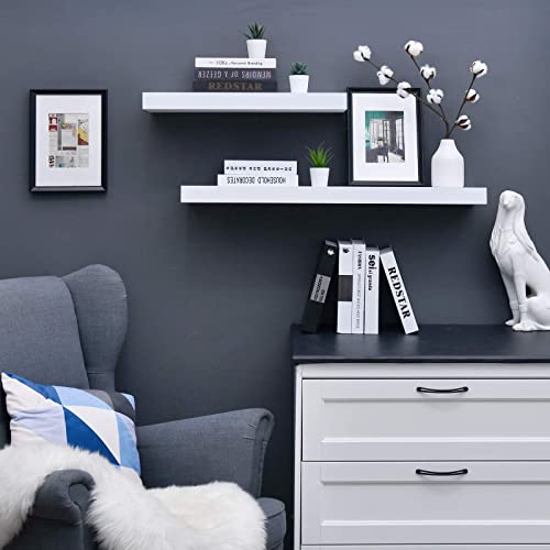 Welland 24 Inch White Mission Floating Shelves For Wall, Bathroom Wall Mount Shelves, Wood Modern Display Shelves, Book Shelves,For Bedroom,Living Room And Kitchen #TOP6
