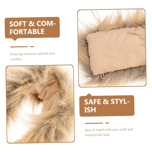 GALPADA Faux Fur Trim For Hood Replacement Women Faux Fur Collar Scarf Wrap Cold Winter Warmer Winter Costume Accessories Brown2