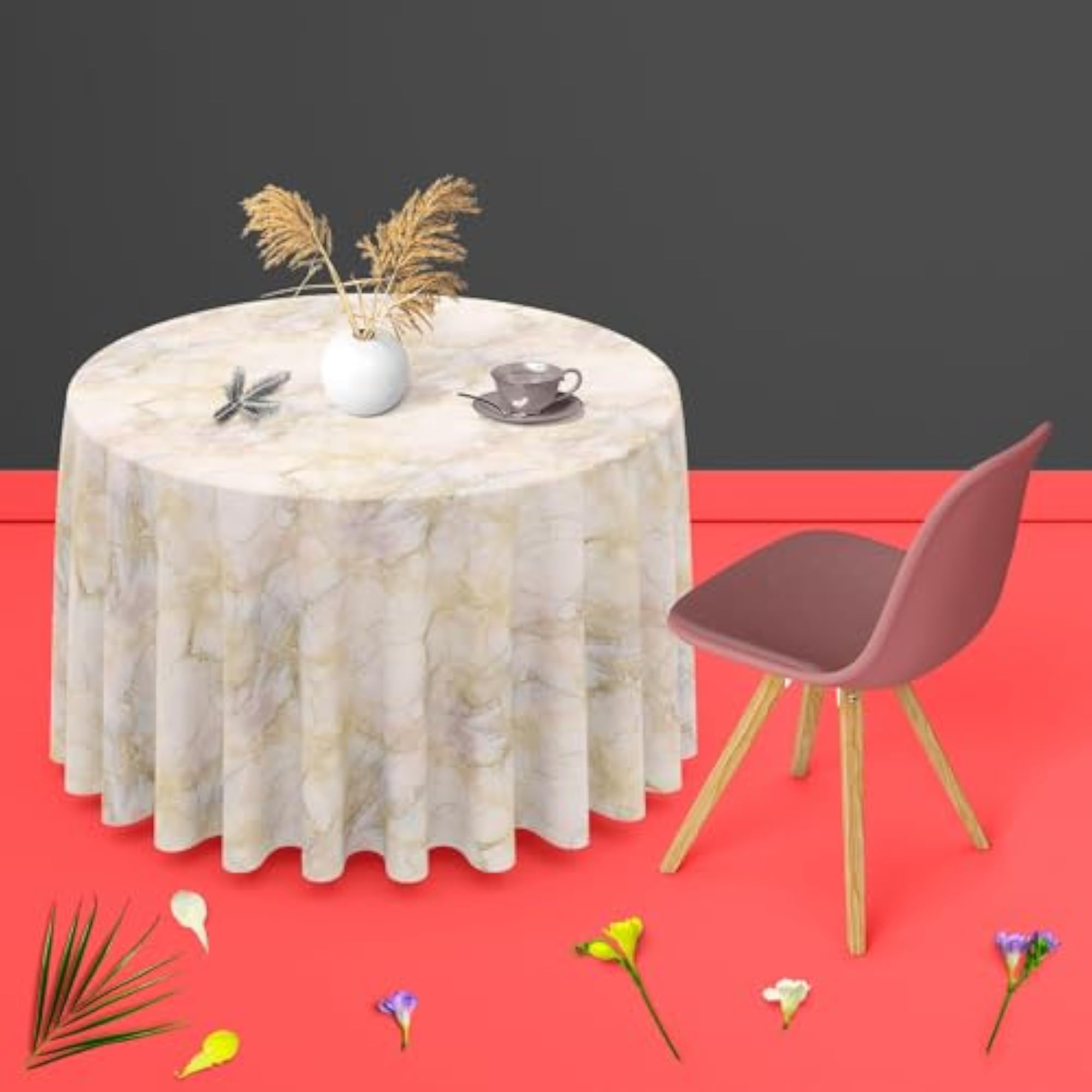 Pink & Peach Cotton Canvas Table Cloth Cover for Dining & Center Table