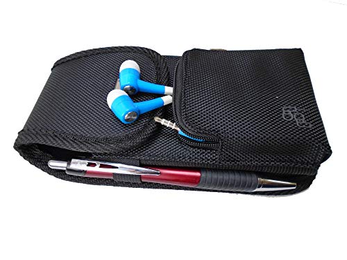 Vertical Rugged Case with Extra Zipper Pocket, Metal Clip, Pen Holder and Belt Loops fits Blackview BV9800, BV9800 Pro Phone with a Thin Cover on it.