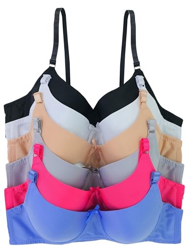 Image of ToBeInStyle Women's Pack of 6 Padded Assorted Styles Supportive Bras Cup Size - A to DDD