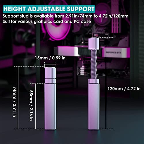 Image of ZORBES Graphics Card Bracket Aluminum Alloy Holder GPU Stand Adjustable Height Brace Support Video Card Sag Desktop Computer Silver 2PCS