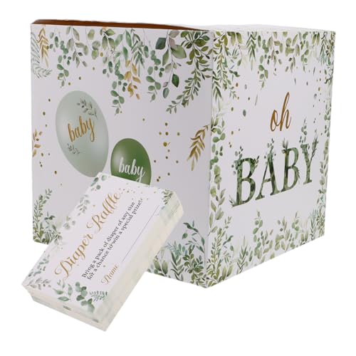 HOOTNEE Gender Reveal Party Supplies Baby Shower Diaper Raffle Tickets Box with Decorative Holder Fun Games