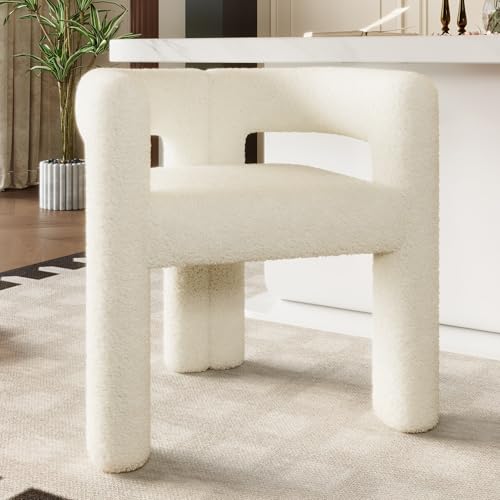 Generisch Ergonomischer Designersessel mit Premium Teddy-Flor Bezug, Robuster Stahlrahmen, Einfache Montage & Vielseitig für Wohnzimmer, Homeoffice und Essbereich