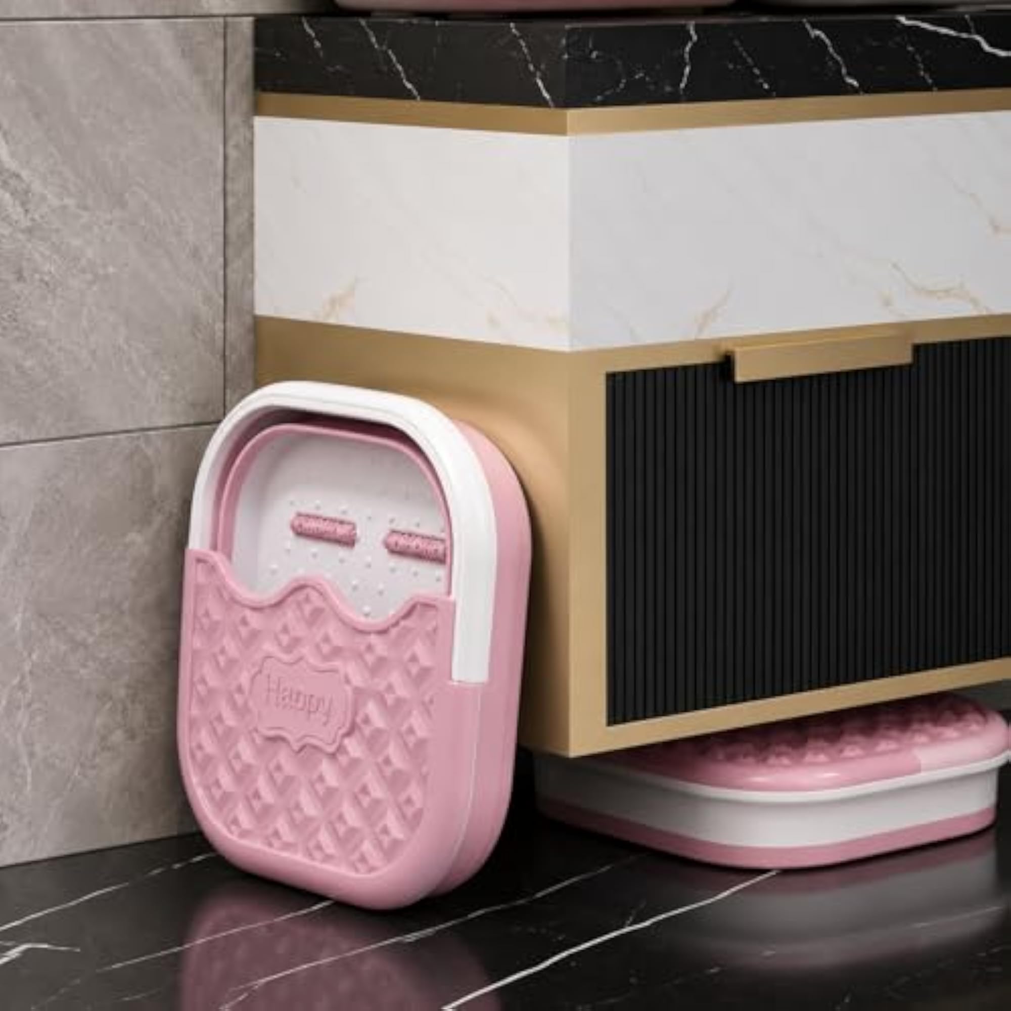 Foldable Spa Bath Massager Tub with Massage Rollers, Portable Foot Soak Basin
