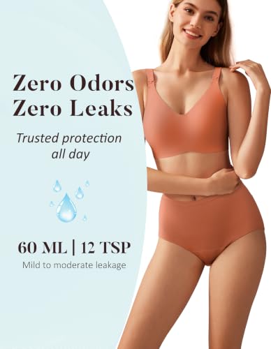 Image of AIRCUTE Washable Urinary Incontinence Protective Underwear for Women Leak Proof Absorbent Reusable Panties 60ML 1 Pack (Light Coffee, Medium)