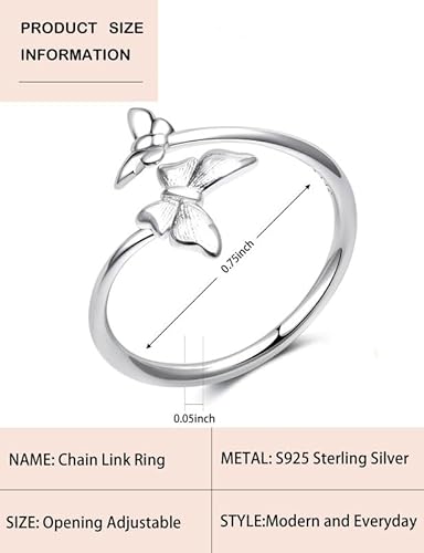 Its4Yeo Solid 925 Sterling Silver Butterfly Adjustable Open Ring Valentine Anniversary Birthday Jewelry Gifts For Women Girls #TOP4