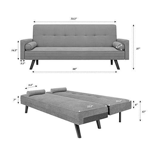 image for JUMMICO Futon Sofa Bed Modern Couch Bed Mid-Century Fabric Sofa Conver