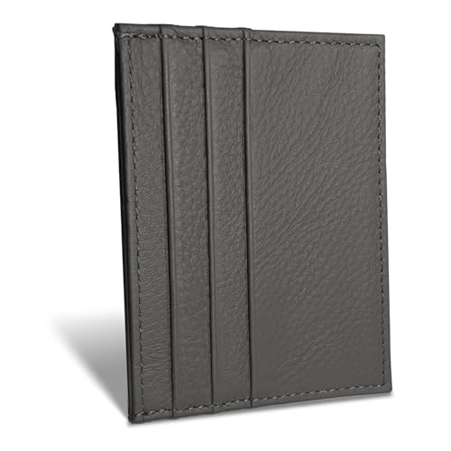 Image of WOXVM Credit Card Holder Wallet RFID Blocking Slim Credit Card Cases Holder Premium Leather Minimalist Front Pocket Small Wallet with 6 Card Slots and 1 Pockets for Men Women (Grey)