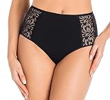 Teyli Damen Taillenslip Hohe Taille mit Spitze Eco Exclusive Schwarz L