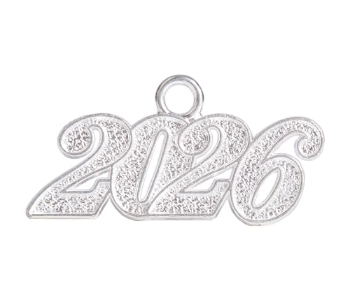 UIALECG Graduation Alloy Silver 2026 Year Charm for Graduation Tassel for New Year Christmas Congratulation Decoration