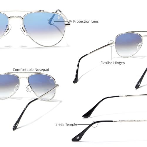 Image of Voyage Aviator Polarized Sunglasses for Men & Women (Black Lens | Grey Frame - MG7619)