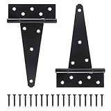 8" T-Strap Door Hinges Heavy Duty Tee Shed Gate Hinges Black Wrought Hardware Rustproof for Gate,Bar
