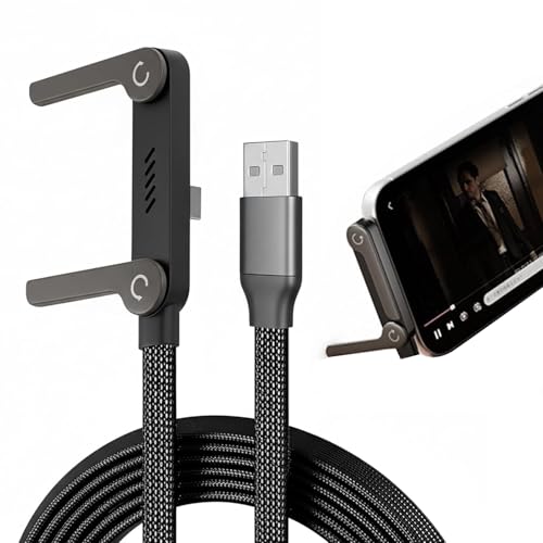 Invisible Holder Charger Cable with Stand, 240w Super Fast Charging 2-in-1 Fast Charging Cord & Phone Stand, Nylon Braided USB C to USB C Cable 1.5M, USB C/A Cables for Phone, Tablets (USB A to USB C)