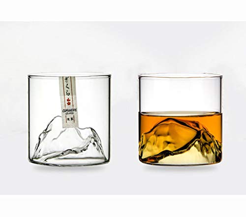 Whiskey Glass Small Glass Japanese Style Mountain shape Wine Glass Set of 2，Premium Quality Crystal –Elegant Modern Design ， Ideal for Home, BarLuxury Bourbon Gifts for Men