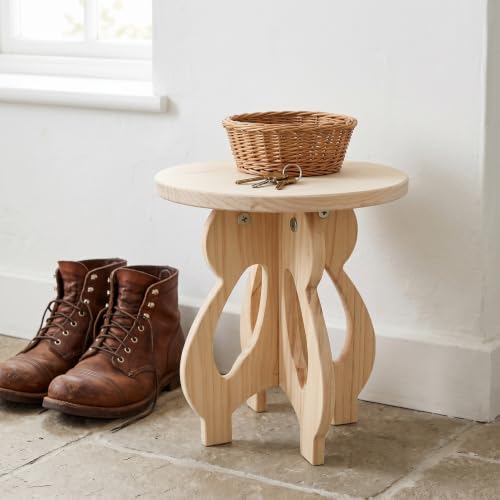 GAROZATION Solid Wood Round Stool with Detachable Legs Multi-use Wooden Decorative Foot Stool for Indoor Sitting Space-saving Design for Bathroom Living And Playroom Seating