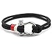 Happiness Jewelry Unisex Fashion Nylon Paracord Rope Sailing Bracelet With Nautical Stainless Steel Clasp 8 Inches (Black)
