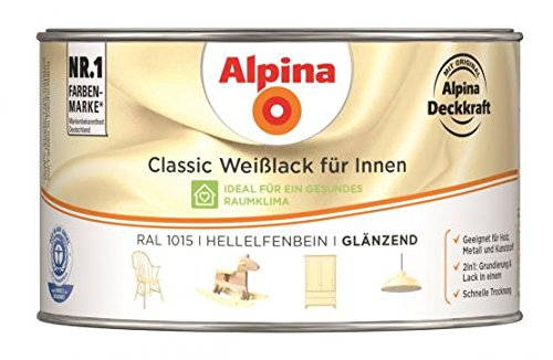 Alpina Weisslack Classic für Innen Glänzend 300 ml Farbwahl, Farbe (RAL):RAL 1015 Hellelfenbein