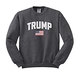 TeesAndTankYou Arch Trump USA Sweatshirt Unisex Large Dark Heather