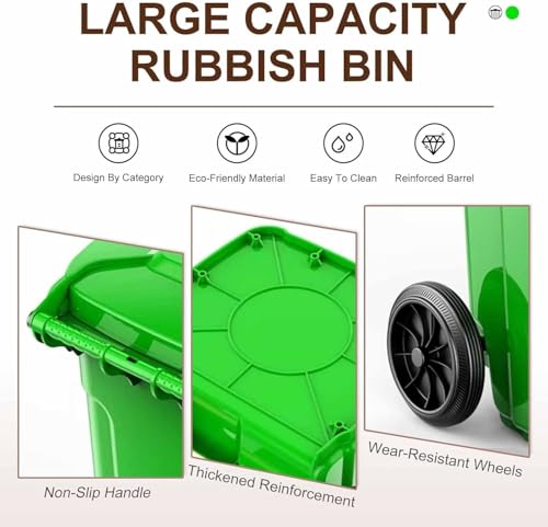 Cubo de basura comercial resistente con ruedas para zonas de exterior 7