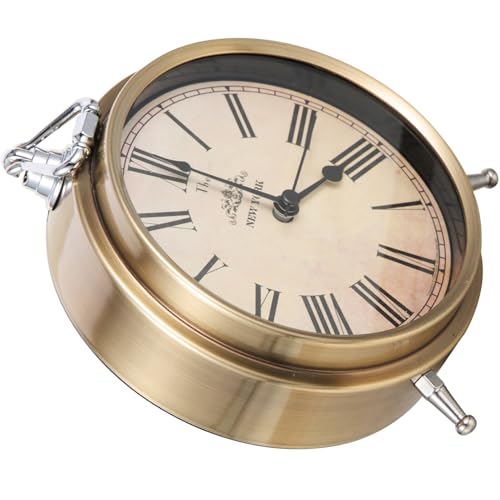 Operitacx 属製レトロスル目覚まし時計 家用 アラーム 置き掛け兼用 インテリアデコレーション ローマ字盤 快適触感 贈り物に