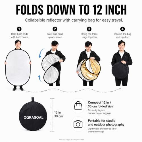 Image of 24x35inch 5 in 1 Oval Photography Reflector with Clip,Photo Reflector