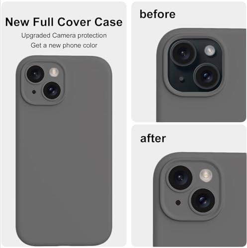 Image of DIZORO Compatible for iPhone 15 Plus Camera Protection Case 6.7, Slim Liquid Silicone 3 Layers Full Covered Soft Gel Rubber Phone Case Protective Cover 6.7 Inch - Space Grey