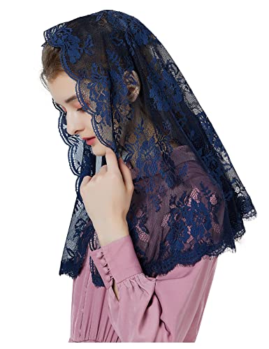 Catholic Mantilla Veil For Women Chapel Veil Church Veil Easter Latin Mass Head Covering Navy Blue Black