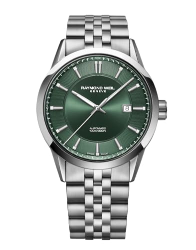 RAYMOND WEIL Freelancer Men's Automatic Watch, Green Dial with Indexes, Stainless Steel Bracelet, 42 mm (Model: 2731-ST-52001)