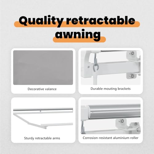 Auvent rétractable gris clair couverture extérieure flexible terrasse acier 5m