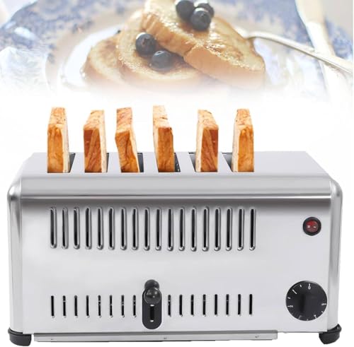 Tostadora De 4 a 6 Rebanadas Con 2 Configuraciones De Tostado Del Pan, Máquina Para Hornear Pan Comercial De 1,18 Pulgadas De Ancho, 2240 W, Acero Inoxidable 201, Para Varios Tipos De Pan,6slices