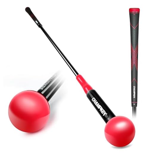 Champkey Golf Swing Trainer - Tempo & Flexibility Training Aids Warm-Up Stick Ideal for Golf Indoor & Outdoor Practice (Red, 48 Inches)
