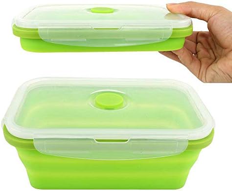 Silicone Lunch Box Leak Proof Collapsible Food Storage Meal Prep Container, BPA Free, Microwave Oven Dishwasher Freezer Safe, 750ML(1 Pack)