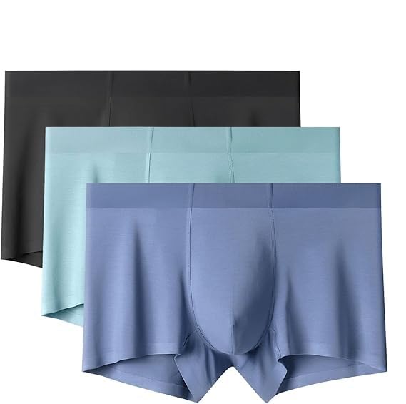 toyzia Men's Extra Thin Elastic Underwear Long Comfortable Ice Silk Breathable Comfort Brief Trunks Imported Material (Multicolour)(W)-picture-17