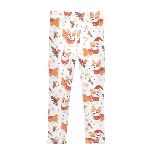 senya Girls Printed Leggings Yoga Pants Christmas Corgi Pattern for Kids in 4t to 10 Years, 4T2