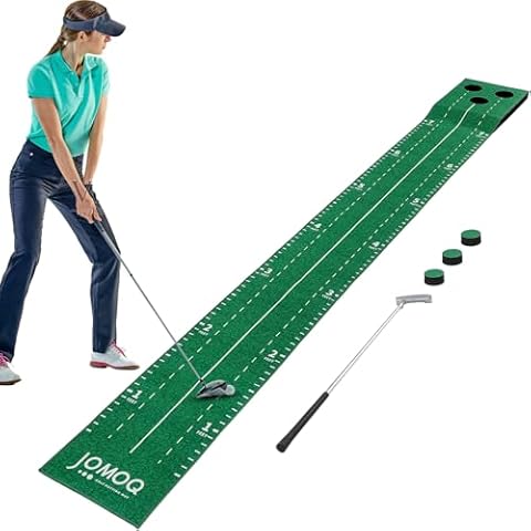 JOMOQ Golf Putting Green Indoor with 1 Putter Golf Pong Game Set Outdoor Mini Golf Set for Man Woman Golf Turf Putting Mat Practice Training Equipment Christmas New Year Gifts Cover