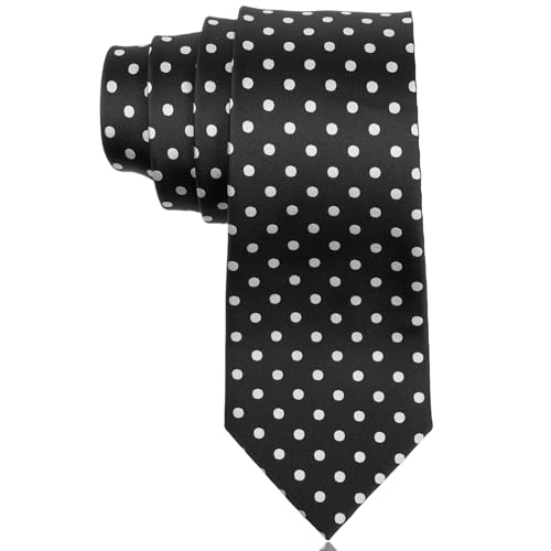 WJIAAA Polka Dot Tie for Men Black and White Skinny Tie for Formal Wedding Business Casual Cosplay Graduation
