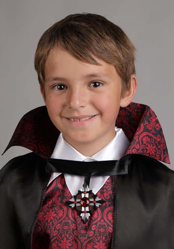 Disfraz clásico de vampiro para niños con camisa, capa y chaleco miniatura 4