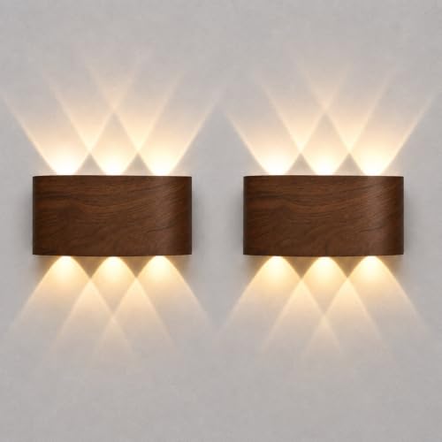 Apliques de Pared LED para Jardín y Salón Lampara Nogal Cálida CHEVVY 2uds
