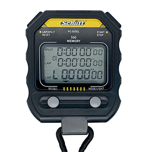 Preisvergleich Produktbild Schütt Stoppuhr PC-505 EL / Digital / Dreizeiliges Display / 500 Speicherplätze / Uhrzeit & Datum / Druckpunktmechanik / Spritzwasserfest / Sport / Trainer