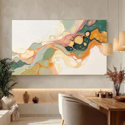 Impression d'affiche sur toile et peinture abstraite fluide encadrée - 2