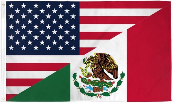 Bandera combinada de Estados Unidos de México de 3 x 5 pies, bandera navideña para decoración del hogar, bandera para interiores y exteriores,