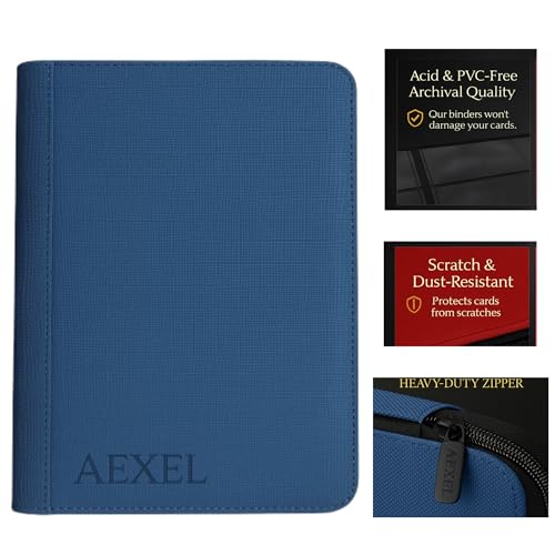 Image of Premium Trading Card Zipper Binder 360 Card Capacity 9 Pocket Pu material For Trading Cards, Sports Cards, TCG Cards (Denim blue)