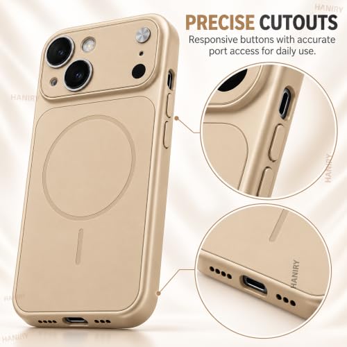Image of Compatible for iPhone 13 Cover Case Scratch Resistant Premium Glass Finish Slim Fit Protective Back Cover Shockproof Camera Guard Magsafe iPhone 13 Cover (Gold)