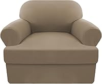 Vista 28 de Funda elástica para sofá con cojín en forma de T, 4 piezas, para sofá con cojín en T, funda de sofá suave, protector de muebles lavable con 3 fundas