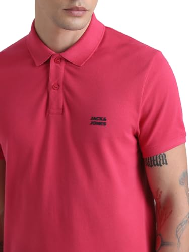 Image of Jack&Jones Men's Cotton Logo Print Slim Fit Polo