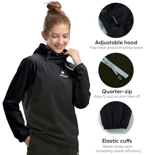 HOTSUIT Sauna Jacket for Women Odorless Sweat Jacket for Women Weight Loss Anti Rip Sauna Suit for Workout Gym, Black, 4XL - Thumbnail 3