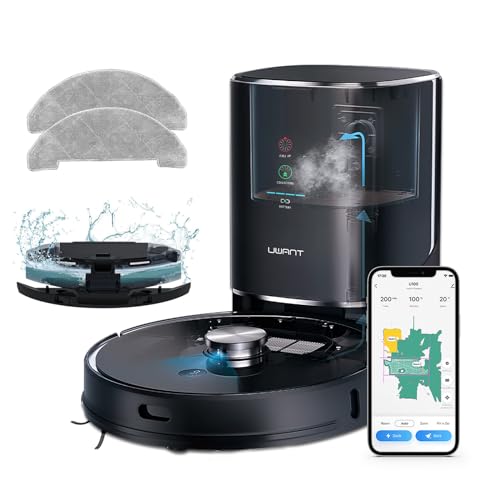 uwant U100 Saugroboter mit Absaugstation, Home-Mapping, Kombination aus Roboter-Staubsauger und Wischmopp, Lidar-Navigation per Laser, 4000Pa, No-Go-Zonen, Ideal für Tierhaare