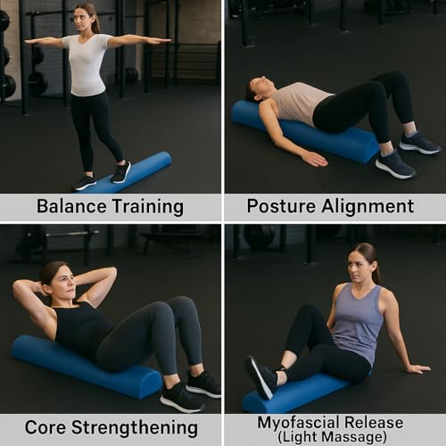Image of Half Foam Roller 90cm Foam Roller for Muscles and Core Stabilization and Balance Exercises Pilates & Yoga