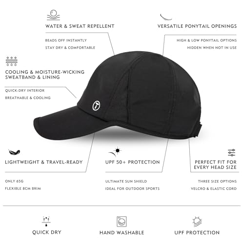 Image of TOP-EX ChicPony UPF 50+ Cooling High Ponytail Baseball Cap for Women | Cool-touch wicking band, hidden 4 in slot fits high /low ponytails; 2.3 oz, packable, airy, quick-dry, adjustable for sports